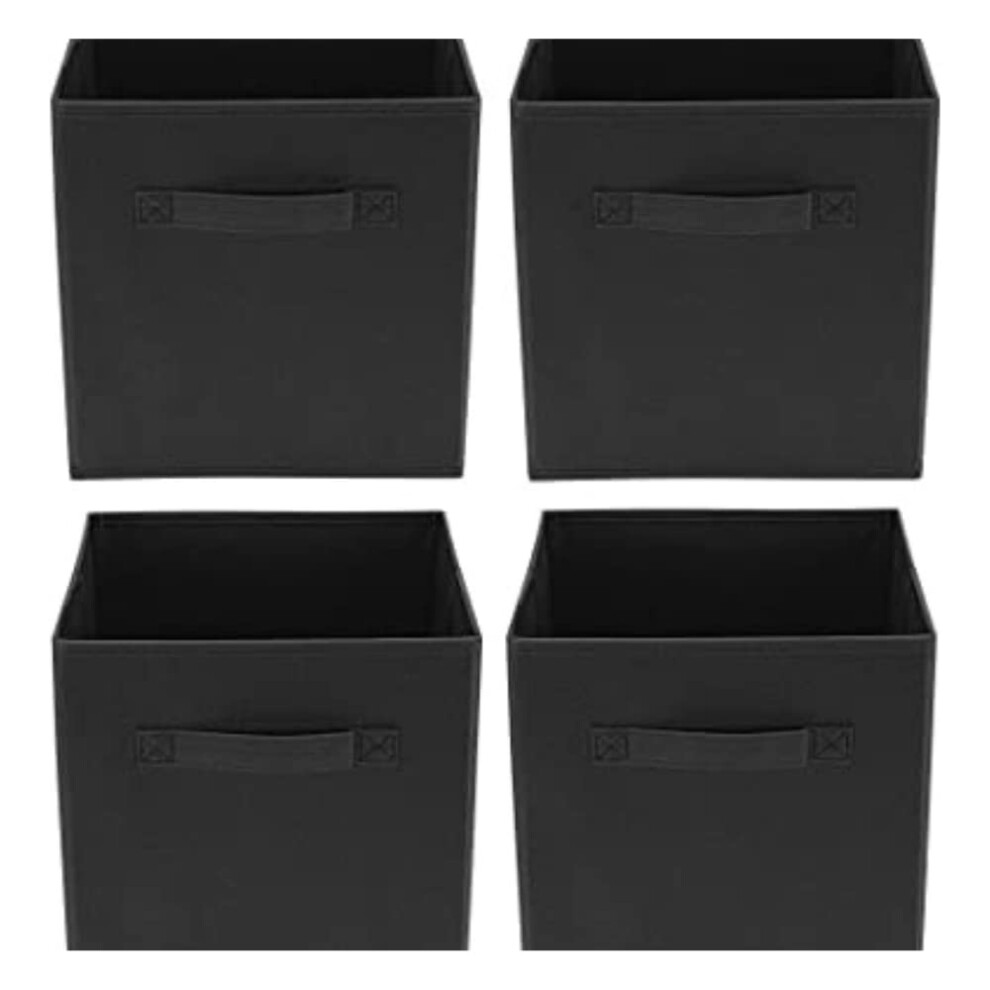 Black Foldable Storage Cubes with Handles, 30cm x 30cm x 30cm,Fabric Storage Boxes, Toy Baskets for Baby Clothes Home and Office Room Organizers