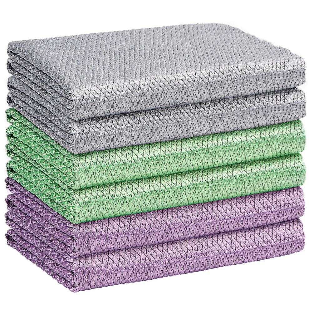 Homexcel Microfiber Glass Cleaning Cloths-8Pk, Lint Free Window Cleaning Cloth, Glasses, Mirrors, Screens, Stainless Steel, Premium Microfiber Wipes For