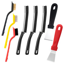 8-Piece Hard Bristle Crevice Cleaning Brush Set - Curved Gap Cleaning Tools for Tight Corners, Stovetops & Sinks, Durable PP Bristles
