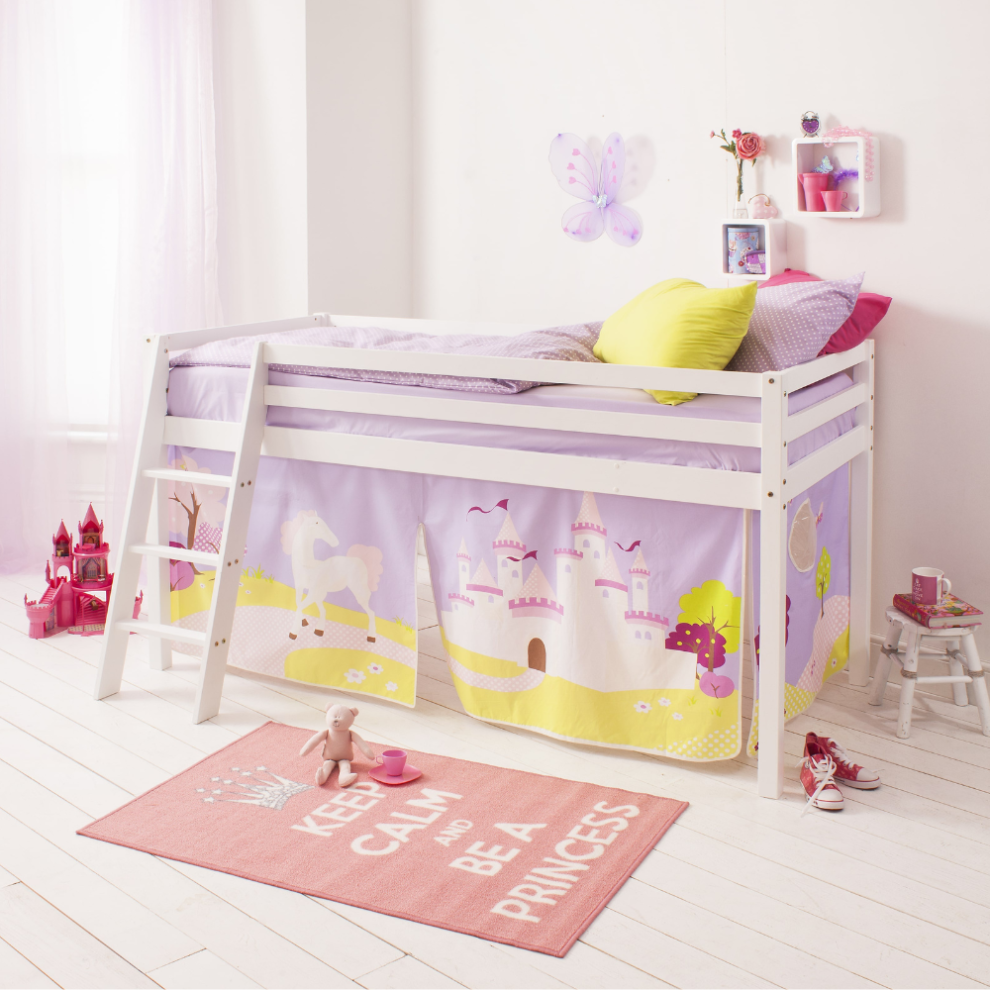 Noa And Nani Moro Cabin Bed With Ladder And Tent In Princess Fairytale Design In White