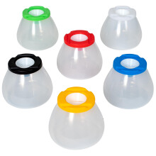 No Spill No Tip Paint Pots - Set of 6 - Spill-Proof and Tip-Proof Paint Containers for Kids - Clear, Cone-Shaped Pots, Coloured Lids and Paint Brush