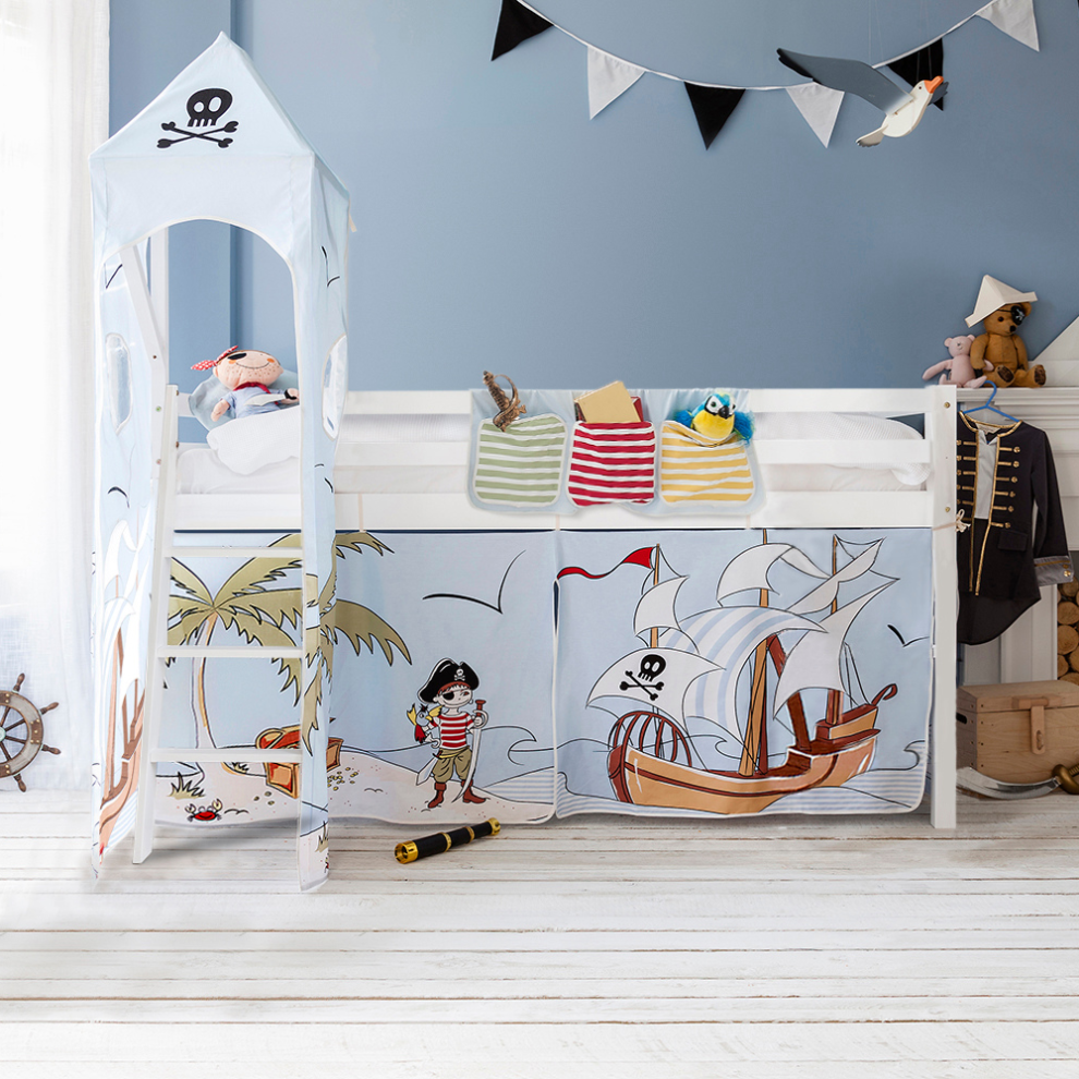 Moro Cabin Bed Midsleeper with Pirate Pete Package in Classic White