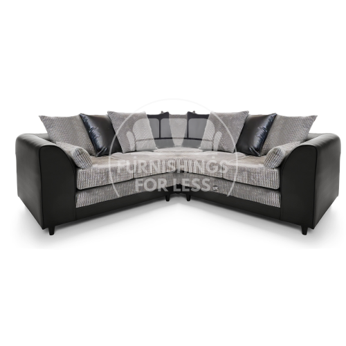 (Black & Grey, 5 Seater Symmetrical Corner) Luca Scatter Back Corner Sofa Range - 2 Colours