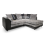 (Black & Grey, 4 Seater Right Hand Facing Corner) Luca Scatter Back Corner Sofa Range - 2 Colours 1