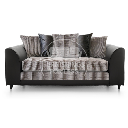 (Black & Grey, 3 Seater) Luca Scatter Back Corner Sofa Range - 2 Colours