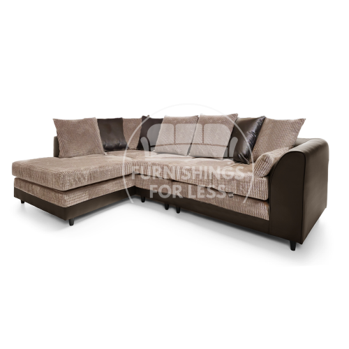 (Brown & Coffee, 5 Seater Left Hand Facing Corner) Luca Scatter Back Corner Sofa Range - 2 Colours