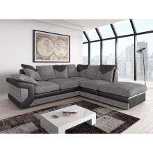 (Black & Grey, Right Hand Facing Corner) Dino Fabric & Faux Leather Trim Corner Sofa Range