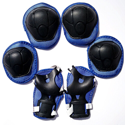 (Blue) 6PC Kids Protective Gear Set for Skating and Biking - Red