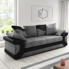 (Black & Grey, 3 Seater) Dino Fabric & Faux Leather Trim Corner Sofa Range