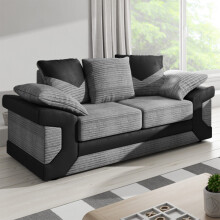 (Black & Grey, 2 Seater) Dino Fabric & Faux Leather Trim Corner Sofa Range