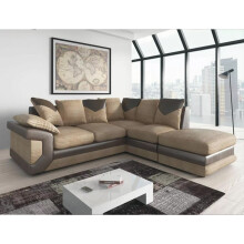 (Brown & Beige, Right Hand Facing Corner) Dino Fabric & Faux Leather Trim Corner Sofa Range
