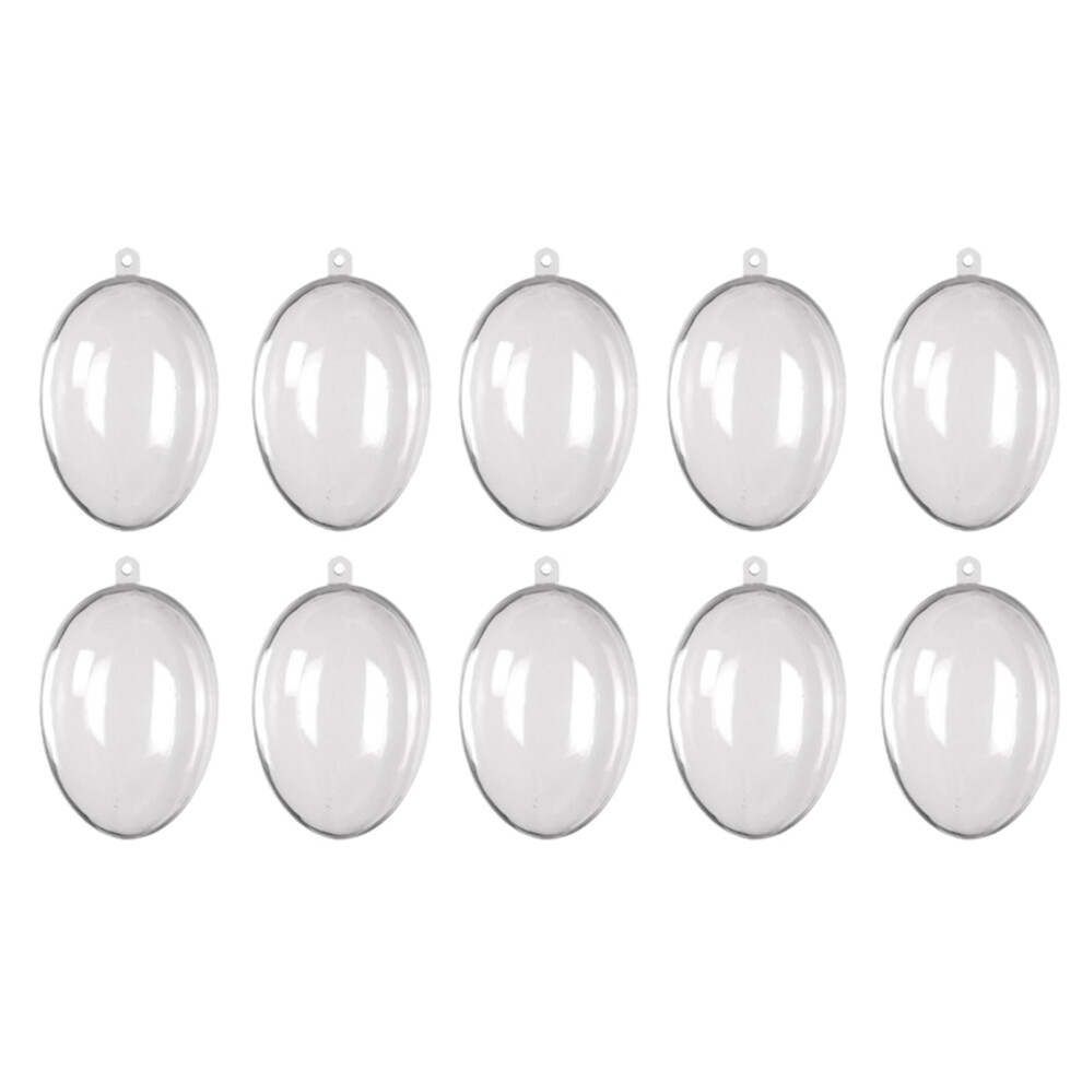 (White, 8X5.7cm) 10 Pcs Clear Plastic Fillable Egg Balls, 6cm-10cm Decoration