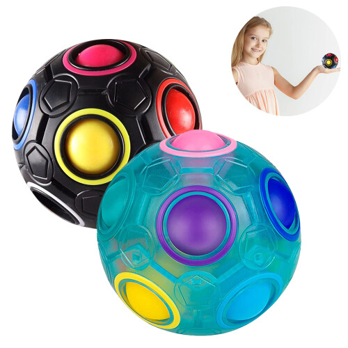2 Pieces Magic Cube In Puzzle Ball Glow Match Puzzle Cube - Black 2