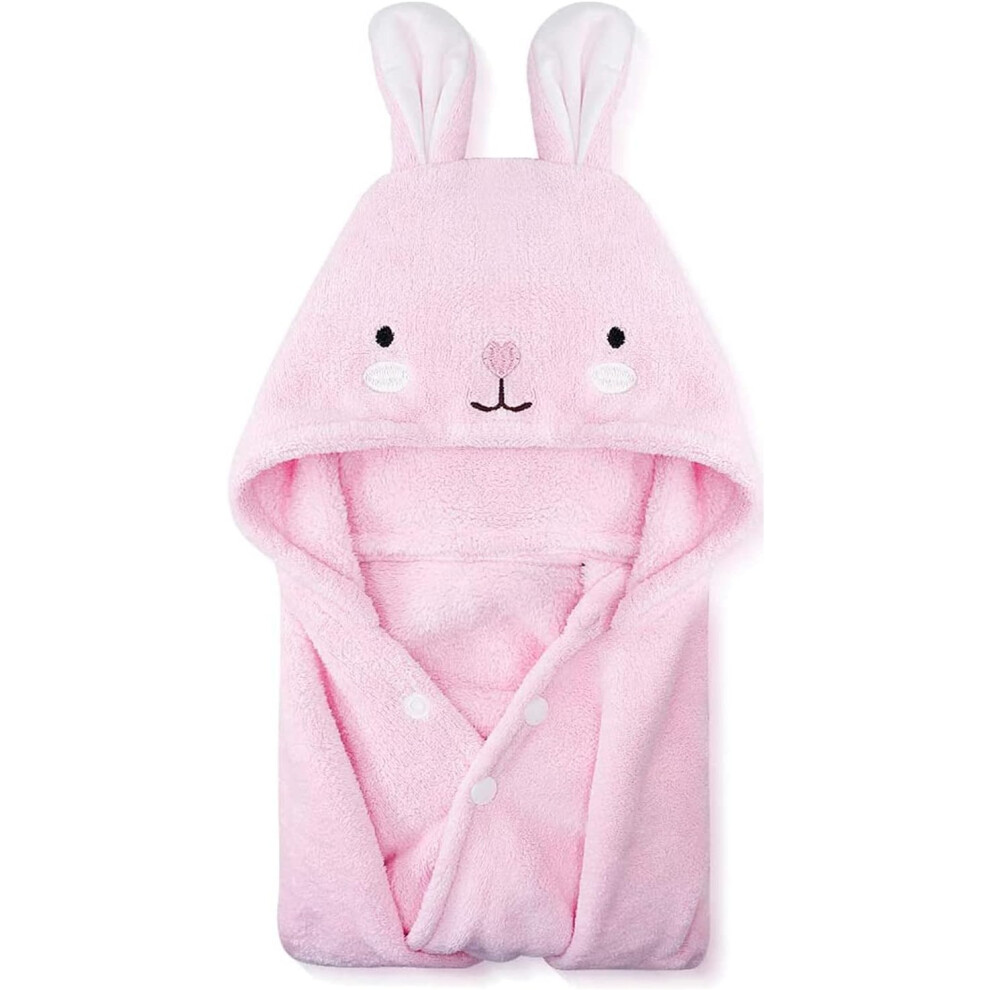 Kids Bath Towel Toddler Premium Hooded Towel Super Absorbent Coral Fleece Bathrobe 80*150Cm (Pink) Pink,Orange Yohou