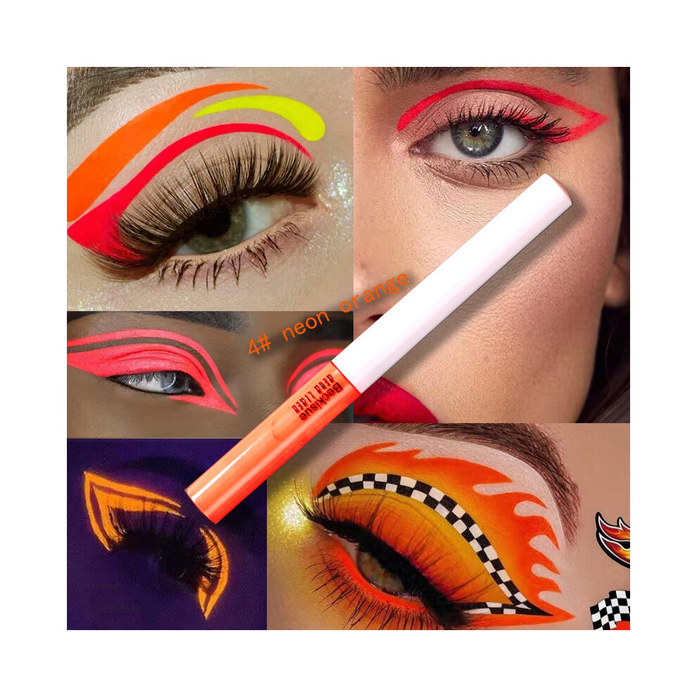Yohou Neon Eyeliner Set, Luminous Waterproof Long Lasting Fluorescent Eyeliner, Orange
