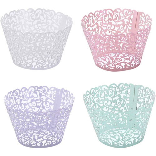Cupcake Liners 40pcs/pack Cream White Lace Cupcake Liners Laser Cut Cupcake Papers