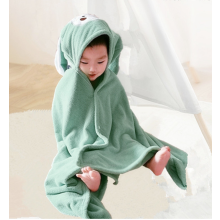 Children's bath towel super soft hooded towel super absorbent bathrobe blanket-70*140 - Green