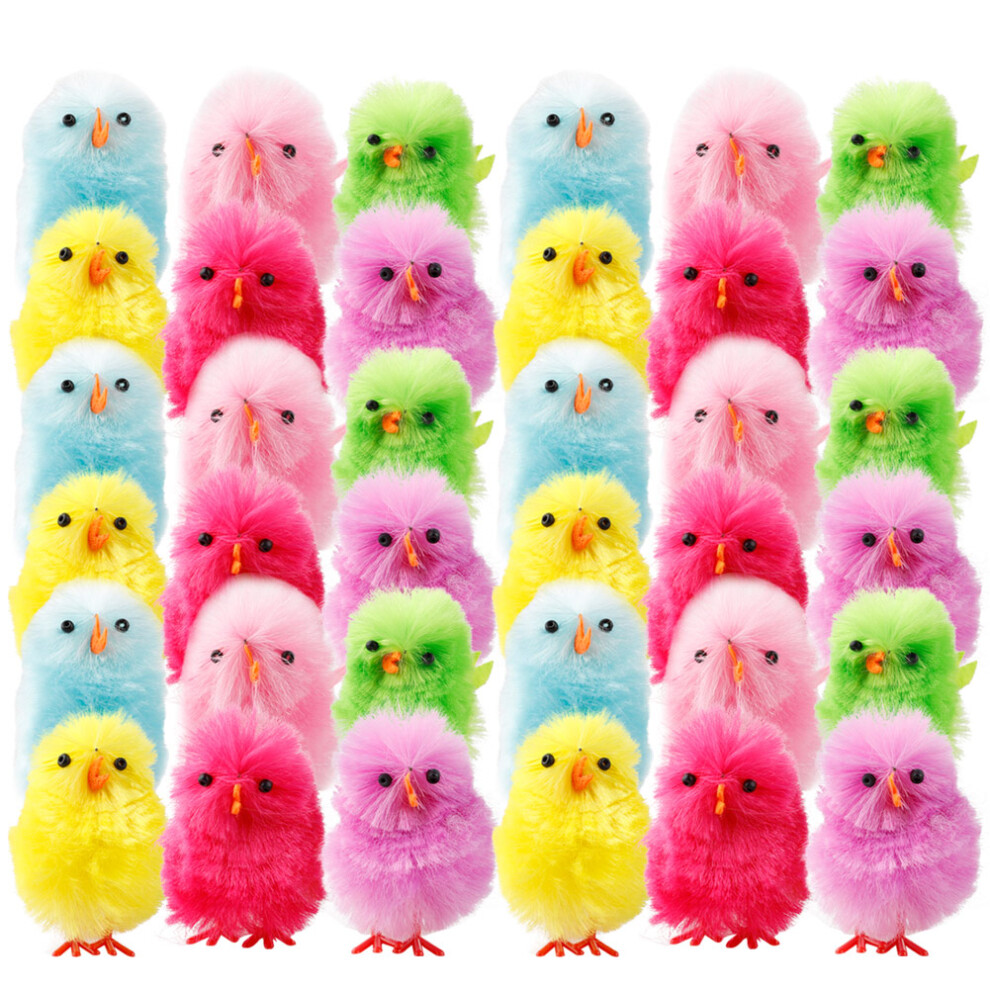 36PCS Colorful Easter Chicks - Mini Simulation Plush Toys, 1.5