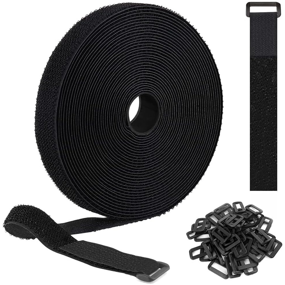 5M Hook And Loop Strap With 25 Metal Buckles, Adjustable Fastening Cable Straps 9379360745717