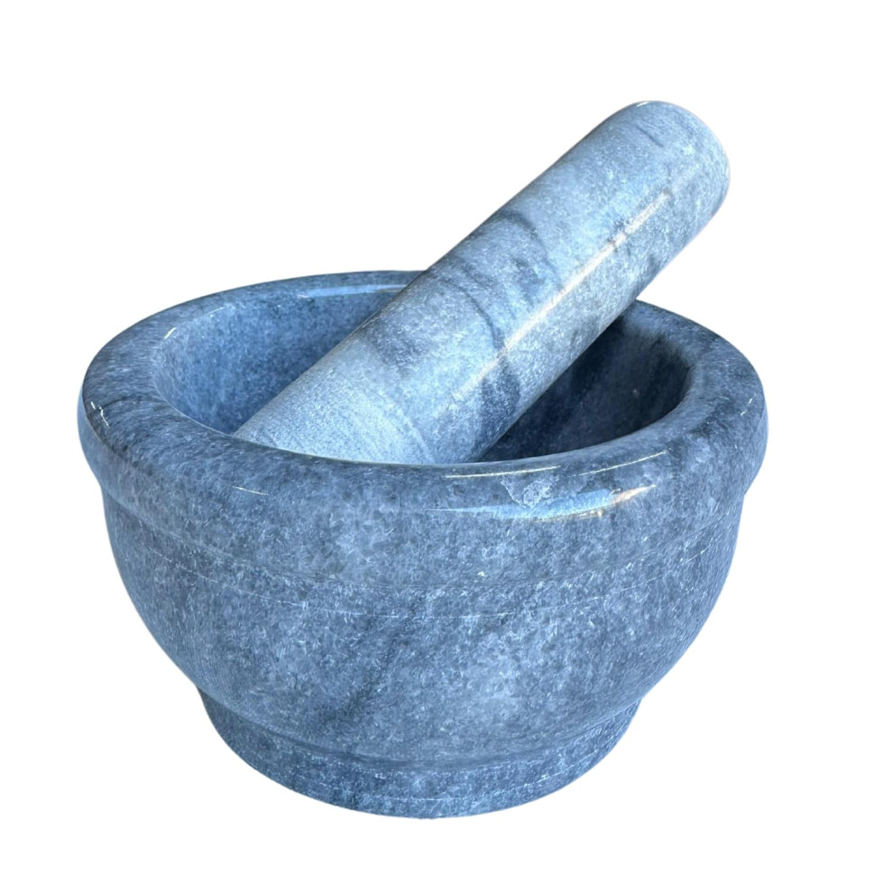(14cm) MantraRaj Natural Marble Pestle and Mortar Set Spice Grinder Perfect for Crushing and Grinding Herbs And Spices