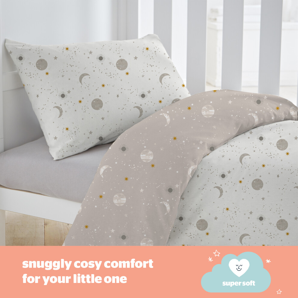 Silentnight Safe Night Celestial Cot Bed Duvet Set Soft Jersey Cotton