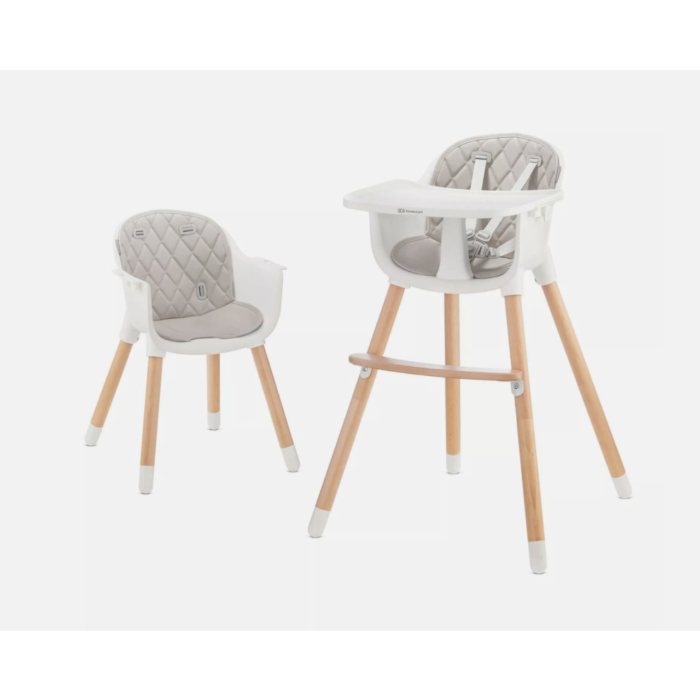 Kinderkraft Sienna 2 in 1 Highchair Baby Chair Wooden Removable Tray