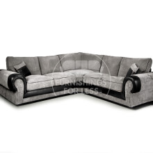 (Black & Grey, 5 Seater Symmetrical Corner) Portland Mixed Fabric Corner Sofa Range 2 Colours