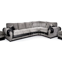 (Black & Grey, 5 Seater Right Hand Facing Corner) Portland Mixed Fabric Corner Sofa Range 2 Colours