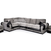 (Black & Grey, 5 Seater Left Hand Facing Corner) Portland Mixed Fabric Corner Sofa Range 2 Colours