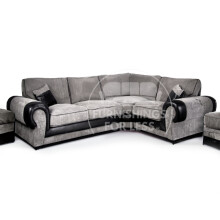 (Black & Grey, 4 Seater Right Hand Facing Corner) Portland Mixed Fabric Corner Sofa Range 2 Colours