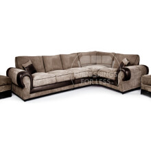 (Brown & Coffee, 5 Seater Right Hand Facing Corner) Portland Mixed Fabric Corner Sofa Range 2 Colours