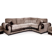 (Brown & Coffee, 4 Seater Right Hand Facing Corner) Portland Mixed Fabric Corner Sofa Range 2 Colours