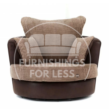 (Brown & Coffee, Swivel Chair) Portland Mixed Fabric Corner Sofa Range 2 Colours