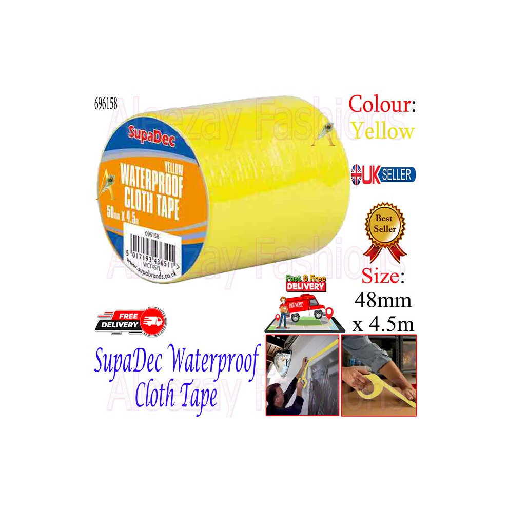 Decorating Waterproof Cloth Tape Carpet Gaffer / 48Mm X 4.5M / Yellow 5017193436498
