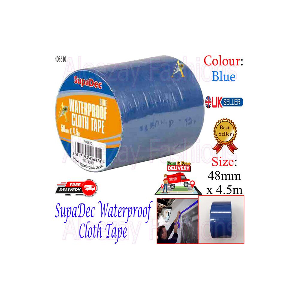Decorating Waterproof Cloth Tape Carpet Gaffer 48Mm X 4.5M Blue 5017193436474