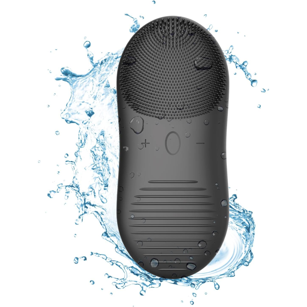 Chronus Black Sonic Facial Cleansing Brush, 2 In 1 Silicone Facial Scrub Exfoliating Brush And Massager For Men, Women And Teens(Black)