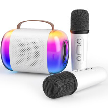 Mini karaoke stroj pre deti Prenosný karaoke stroj s 2 bezdrôtovými mikrofónmi a farebnými LED svetlami pre hračky na domácu párty
