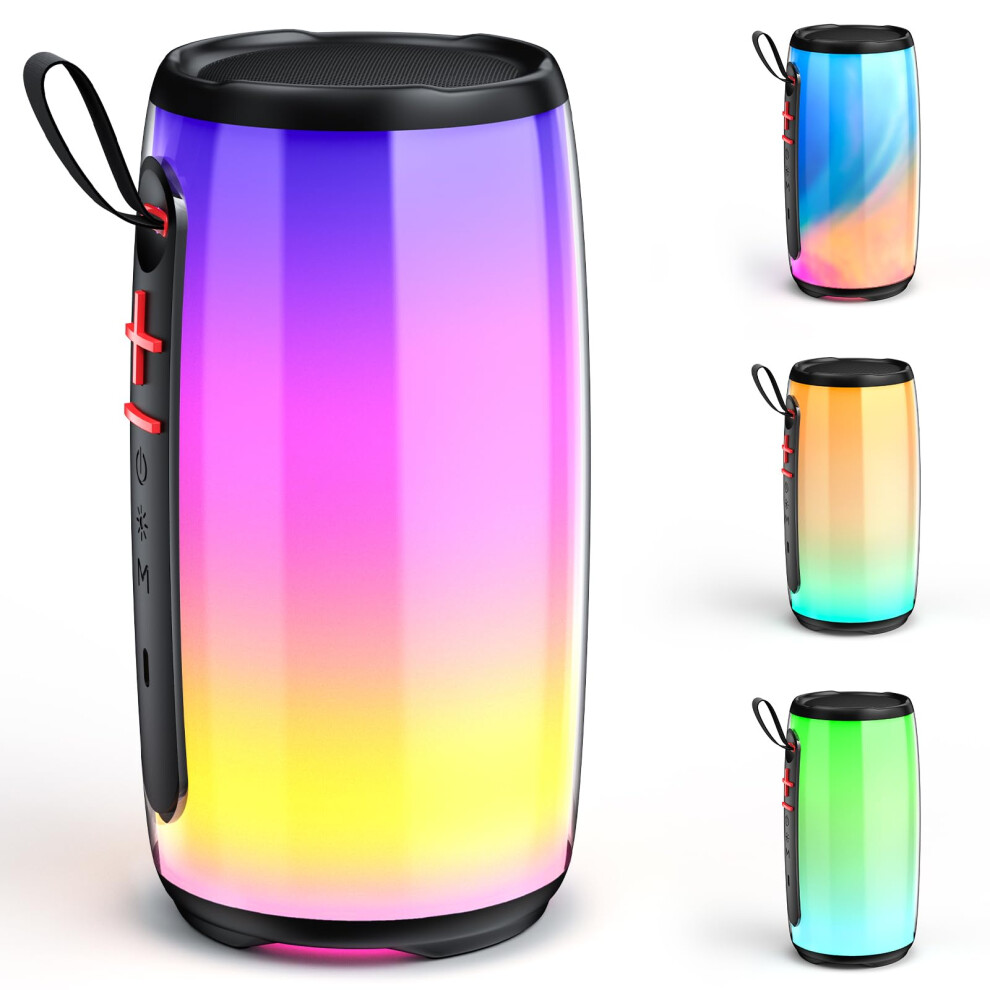 Chronus Portable Bluetooth Speaker, Wireless Waterproof Speaker With Colorful Lights, Support Tws/Tf Card/Usb/Aux, Loud Hd Stereo Sound, Robust Bass, 6976918015983