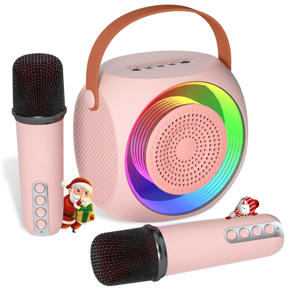 Chronus Karaoke Machine for Kids, Bluetooth Speaker with 2 Wireless Microphones and LED Lights, Birthday Gifts for Girls Ages 4, 5, 6, 7, 8, 9, 10,