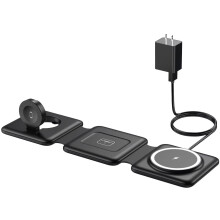 Estação de Carregamento Dispositivos Base Sem para Apple Magnética Preto