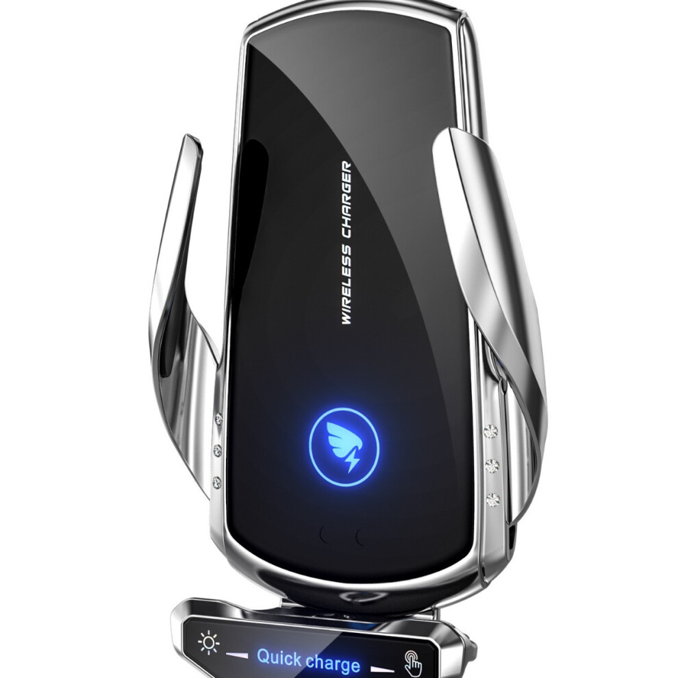 Chronus Wireless Car Charger Mount 15W Qi Fast Charging Automatic Clamping Windshield Dashboard Suction Cup Air Vent Phone Holder(Silver) Silver 6976918014733