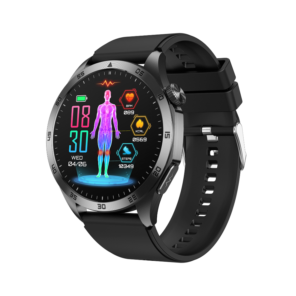 Chronus Smartwatch with Blood Sugar Monitoring, Micro Health Check, Uric Acid Detection, Bluetooth Calling, and SOS Feature(Black)