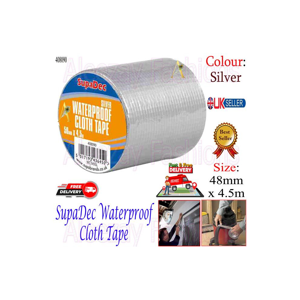 Decorating Waterproof Cloth Tape Carpet Gaffer 48Mm X 4.5M Silver 5017193436450