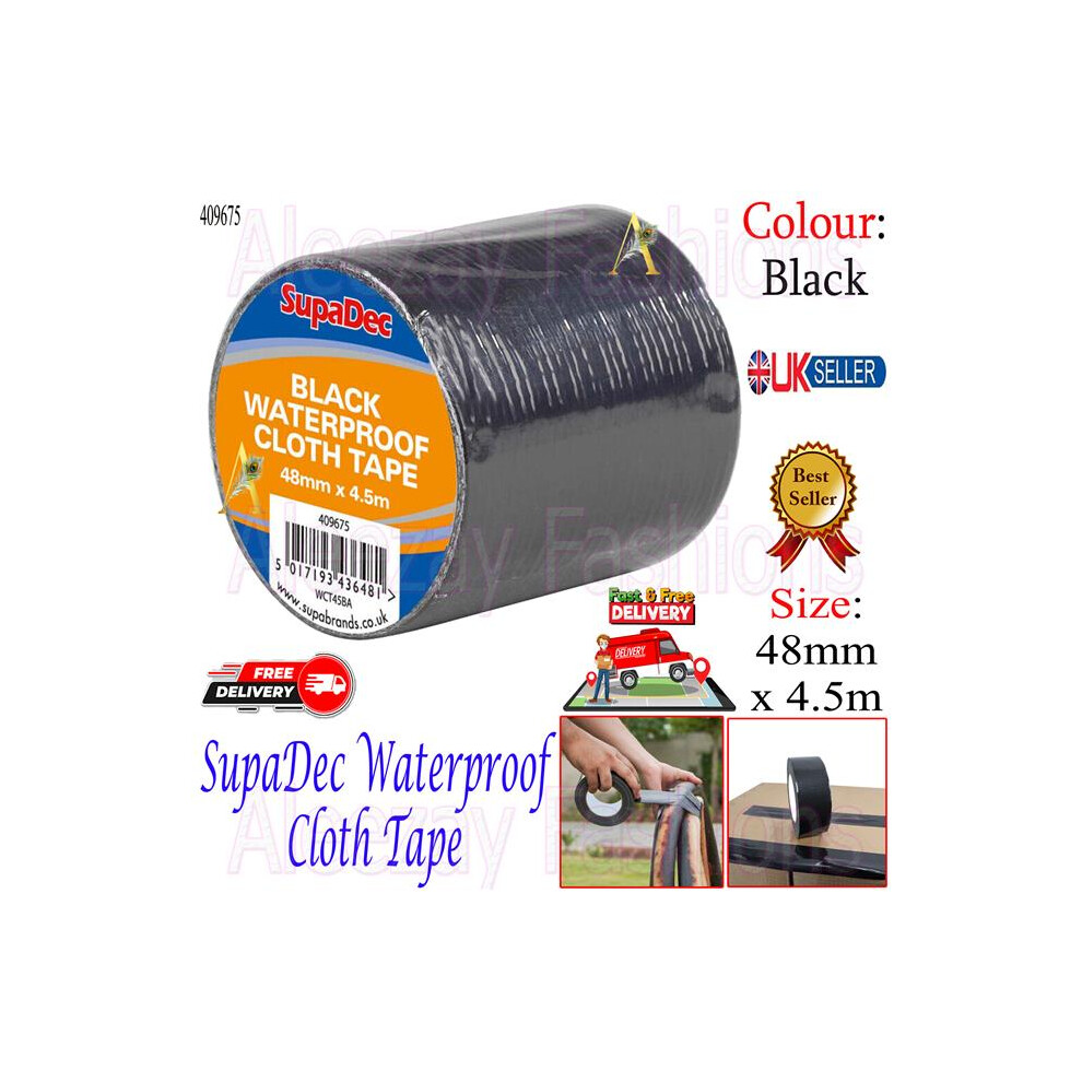 Supadec Decorating Waterproof Cloth Tape Carpet Gaffer 48Mm X 4.5M Black