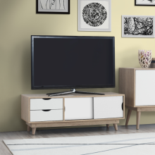 Alford TV Unit 2 Door & 2 Drawer White and Oak