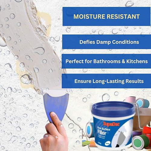 White Multi-Purpose Interior Exterior Fine Surface Filler Tub 600g 1