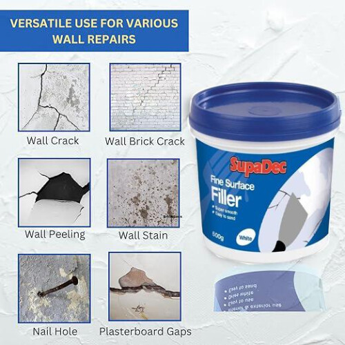 White Multi-Purpose Interior Exterior Fine Surface Filler Tub 600g 2
