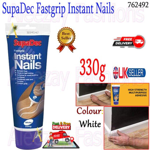 DIY Decorating Fastgrip Instant Nails Grab Adhesive Glue 330g - White