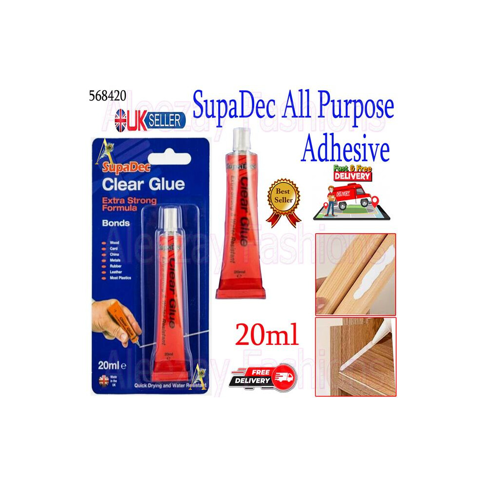 All Purpose Clear Glue Adhesive Strong Bonding Water Resistant 20Ml 5017193568427