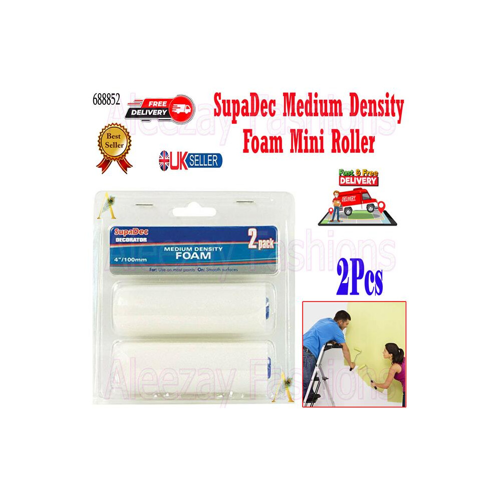2X Diy Paint Medium Density Foam Mini Roller Refills 4"/100Mm 5017193410467